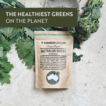 Certified Organic Australian Greens Whole Food Blend | 7 Incredible Whole Foods | No fillers or additives Forest Super Foods buy supplements Au
