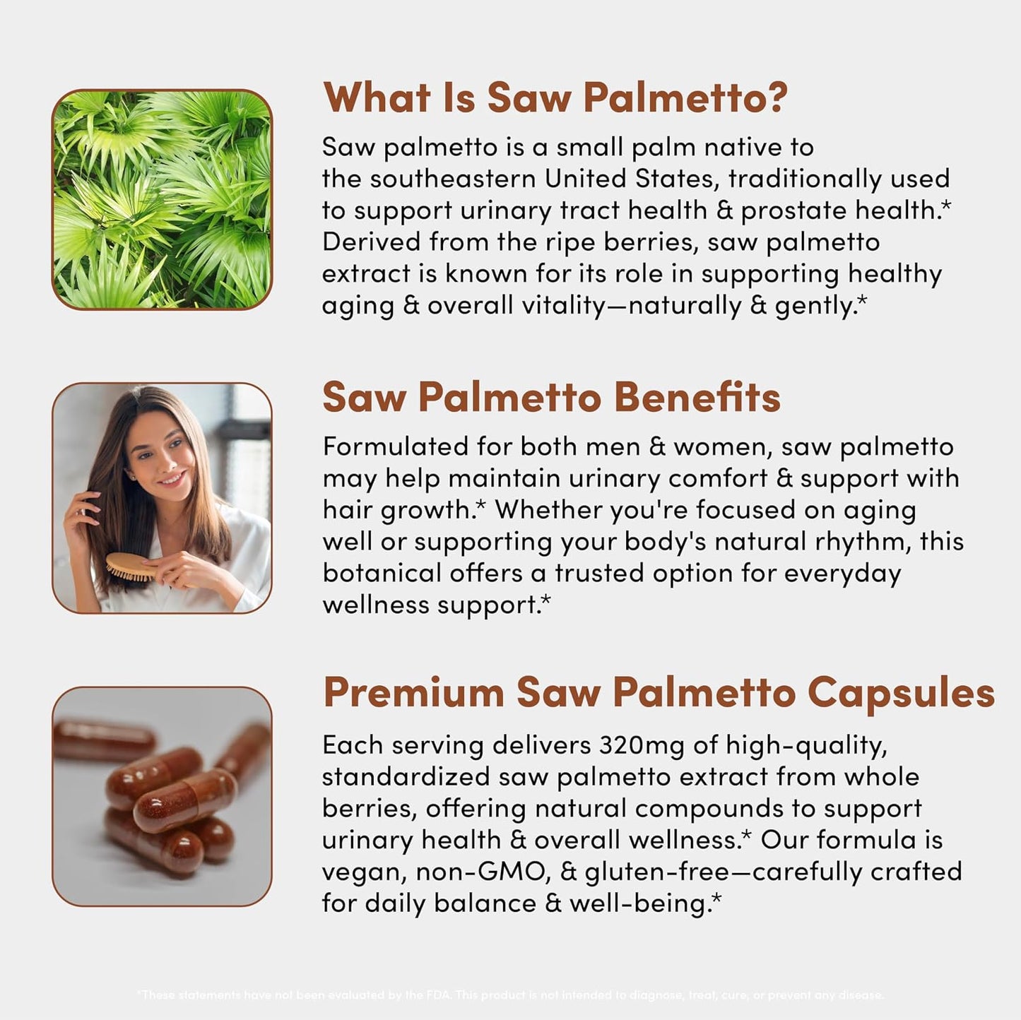 Saw Palmetto for Man & Women - Saw Palmetto Extract 320mg - Prostate Health Supplements for Men & Saw Palmetto for Women Hair Loss - Natural DHT Blocker, Vegan, Non-GMO - 30 Capsules