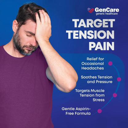 GenCare - Tension Headache Relief Pain Reliever with Acetaminophen 500 mg & Caffeine 65 mg (200 Caplets) Best Value Bulk Extra Strength for Head, Migraine, Joint Pain & Body Ache Relief Medicine GenCareBuy Supplements Australia