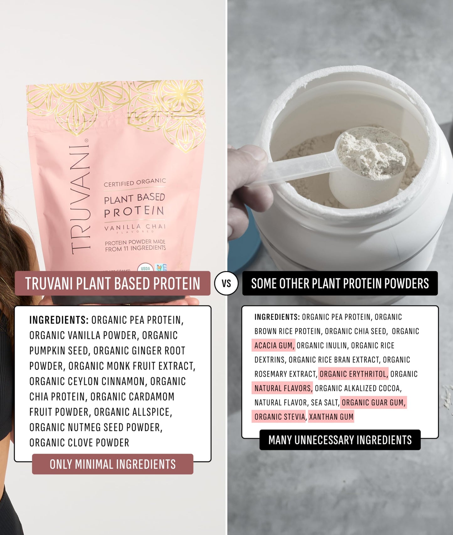 Truvani Organic Plant Based Protein Powder | Vanilla | 1 Serving | Vegan | 20g Pea Protein | Keto | Gluten & Dairy Free | Low Carb | No Added Sugar