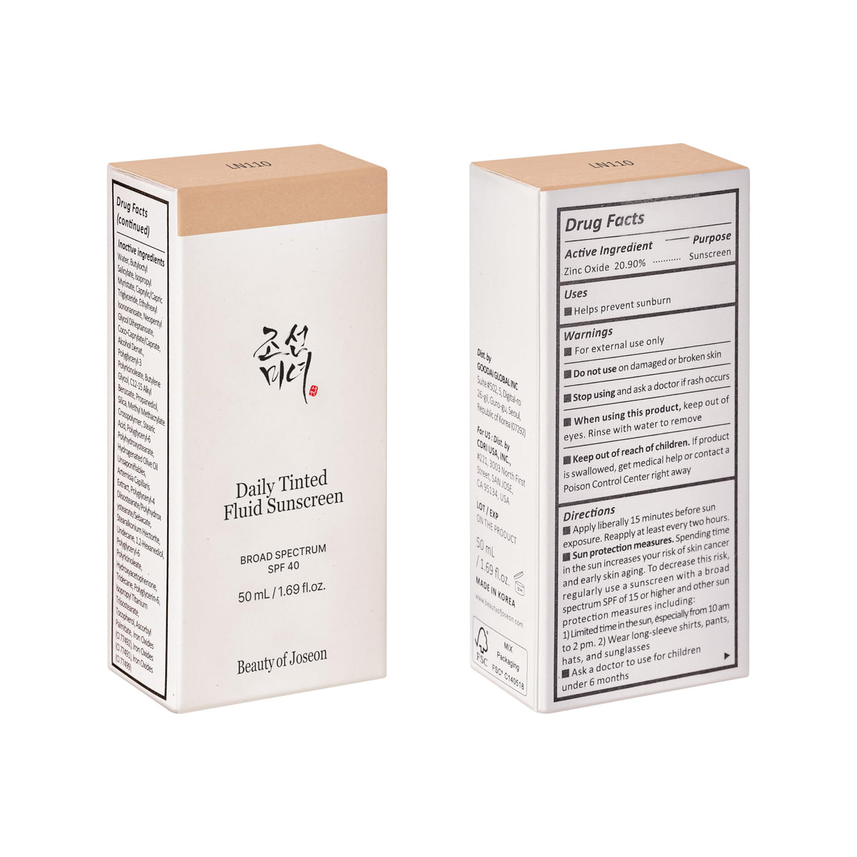 Beauty of Joseon Daily Tinted Fluid Sunscreen 12 Shades for Face Moisturizing Broad Spectrum SPF 40 Korean Skincare 50ml, 1.69 fl.oz #LN110