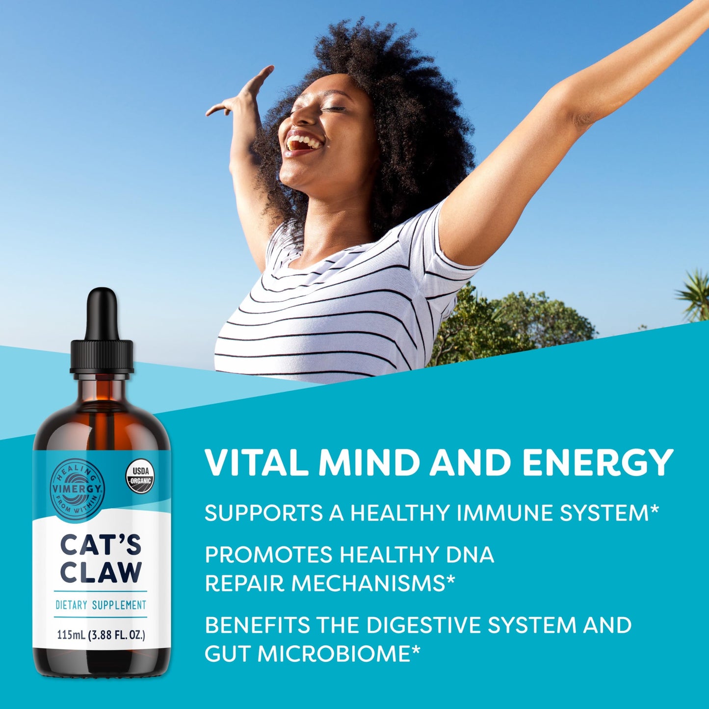 Vimergy USDA Organic Cat’s Claw Liquid – Provides Antioxidant Support* – Benefits The Immune System* – Vegan, Gluten-Free, Non-GMO – 57 Servings (115 mL)