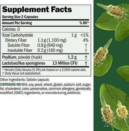 Andrew Lessman ProCaps Fibermucil Psyllium Husk Fiber 180 Capsules | Psyllium Husk Powder with Soluble & Insoluble Fiber plus Lactobacillus Sporogenes. No additives. Easy-to-swallow capsules.