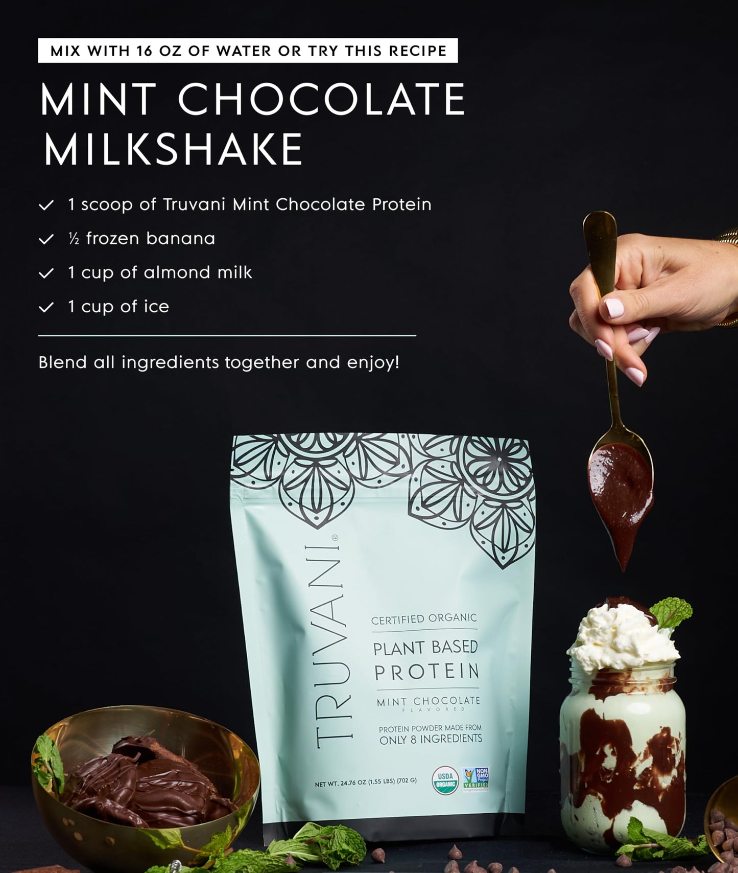 Truvani Organic Plant Based Protein Powder | Vanilla | 1 Serving | Vegan | 20g Pea Protein | Keto | Gluten & Dairy Free | Low Carb | No Added Sugar