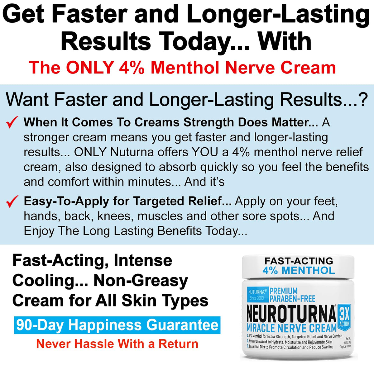 Neuropathy Nerve Relief Cream - Premium Nerve Cream 3X Action for Targeted Relief and Soothing Nerve Comfort - Maximum Strength with 4% Menthol Arnica MSM for Feet Hands Legs Toes & Back - Large 4 Oz NuturnaBuy Supplements Australia