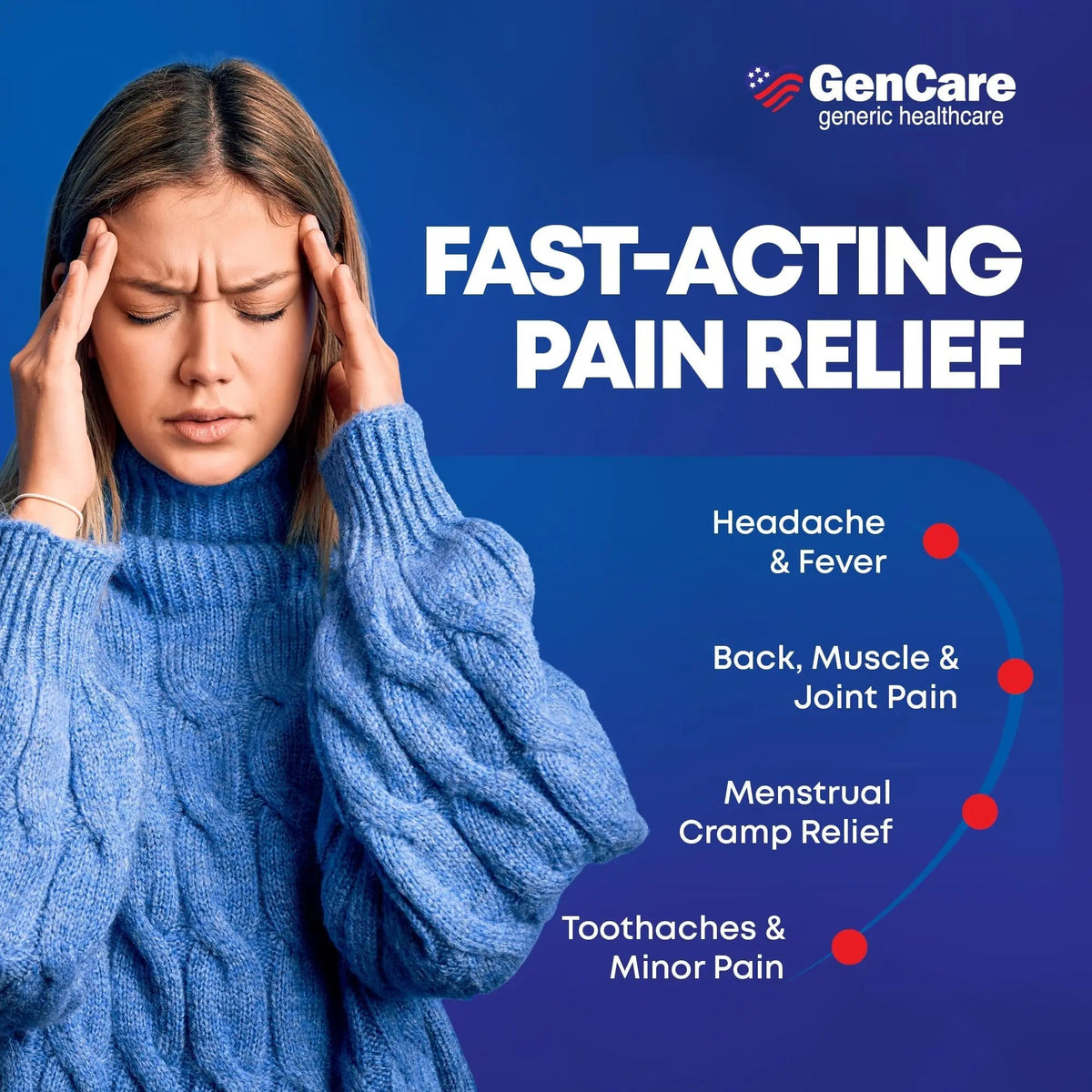 GenCare - Acetaminophen 500mg Extra Strength Pain Relief (300 Caplets) - Multi Symptom Pain Reliever for Headache, Sinus, Arthritis, Back Pain Muscle Ache, Toothache, Fever Reducer, Migraine GenCareBuy Supplements Australia