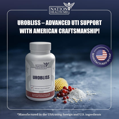 UroBliss UTI Supplements - D Mannose with Cranberry Extract, Propolis & Vitamin D3 - UTI Relief, Bladder Support & Urinary Tract Health for Women - 60 Capsules