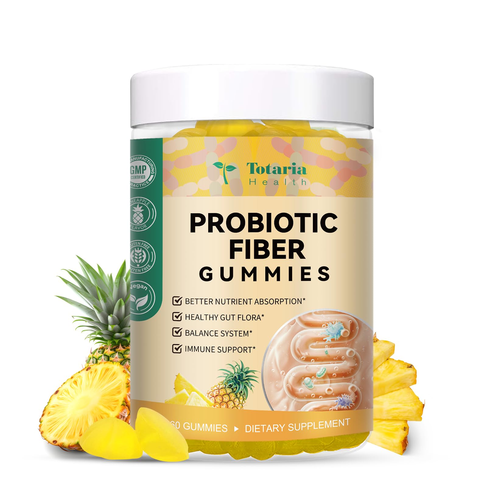 9-in-1 Probiotic Prebiotic Fiber Gummies for Adults & Teens, Fiber Supplement Pro with 5 Billion CFU Bacillus Coagulans, Psyllium Husk, FOS, Inulin, ACV for Digestion - PrimeBioHealth - canada supplements