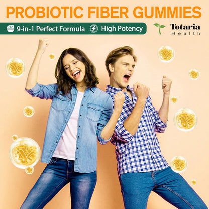 9-in-1 Probiotic Prebiotic Fiber Gummies for Adults & Teens, Fiber Supplement Pro with 5 Billion CFU Bacillus Coagulans, Psyllium Husk, FOS, Inulin, ACV for Digestion - PrimeBioHealth - canada supplements