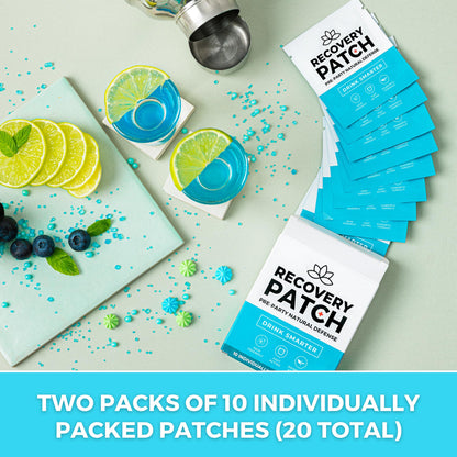 Party Treats Recovery Patches 10 Pack - Wake Up Refreshed & Energized | 100% Natural Ingredients Patch, Individually Wrapped, Skin-Friendly & Waterproof, Enhanced Morning Formula