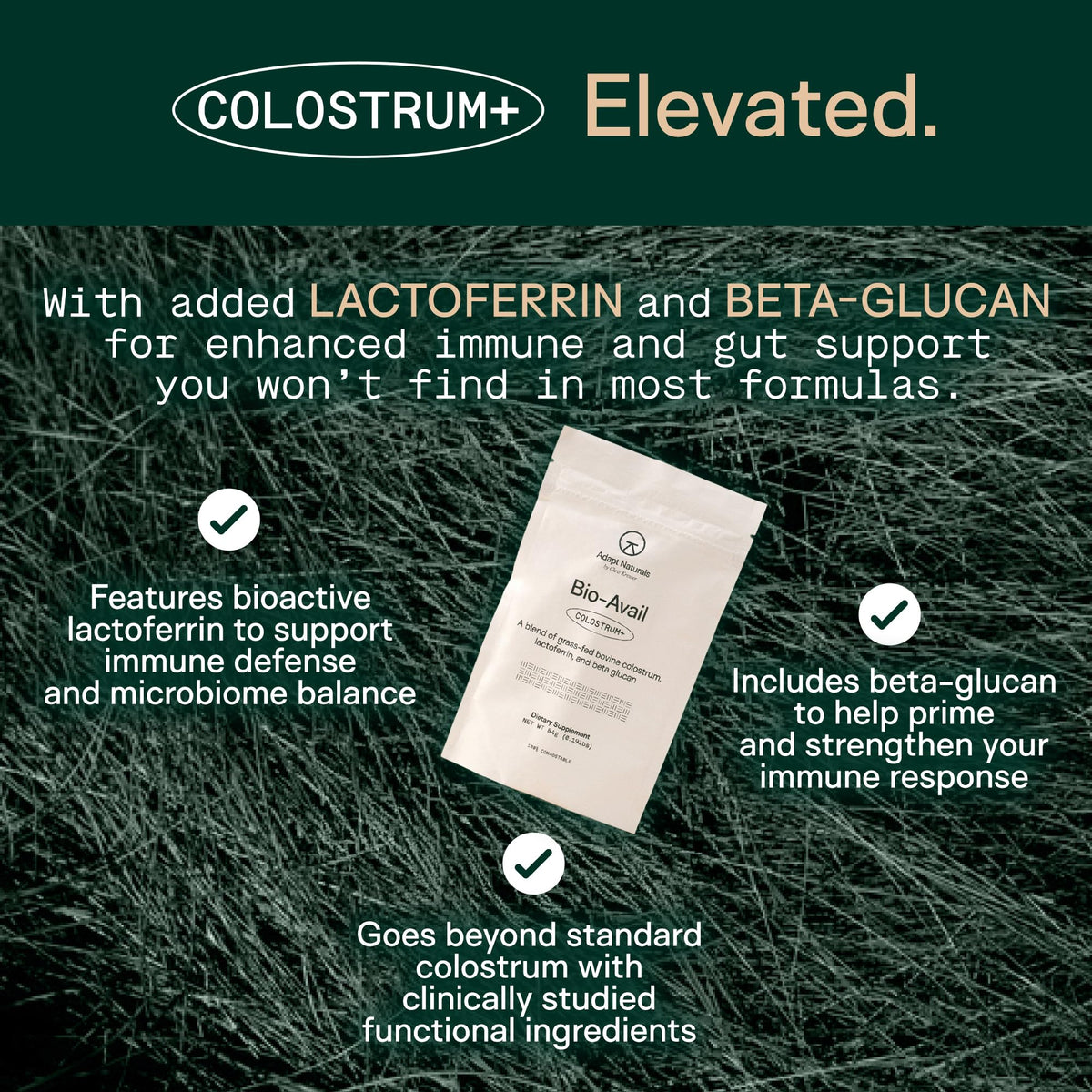 Adapt Naturals Colostrum Supplement with Lactoferrin & Beta-Glucan, Bio-Avail Grass Fed Bovine Colostrum Powder for Gut Health, Immune Support & Vitality | Non-GMO, 2500mg, Unflavored - 30 Days Supply ADAPT NATURALS BY CHRIS KRESSER buy supplements Au