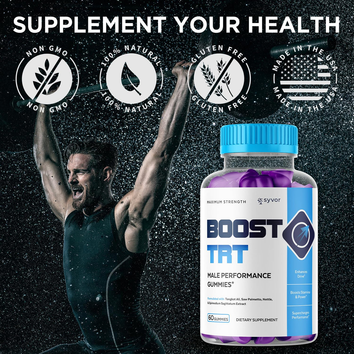 Boost TRT Gummies for Men, Official Boost TRT Male Performance Gummys with Natural Ingredients, Advanced BoostTRT Men's Gummy Supplement with Maximum Strength Premium Vitamins (60 Gummies) SyvorBuy Supplements Australia