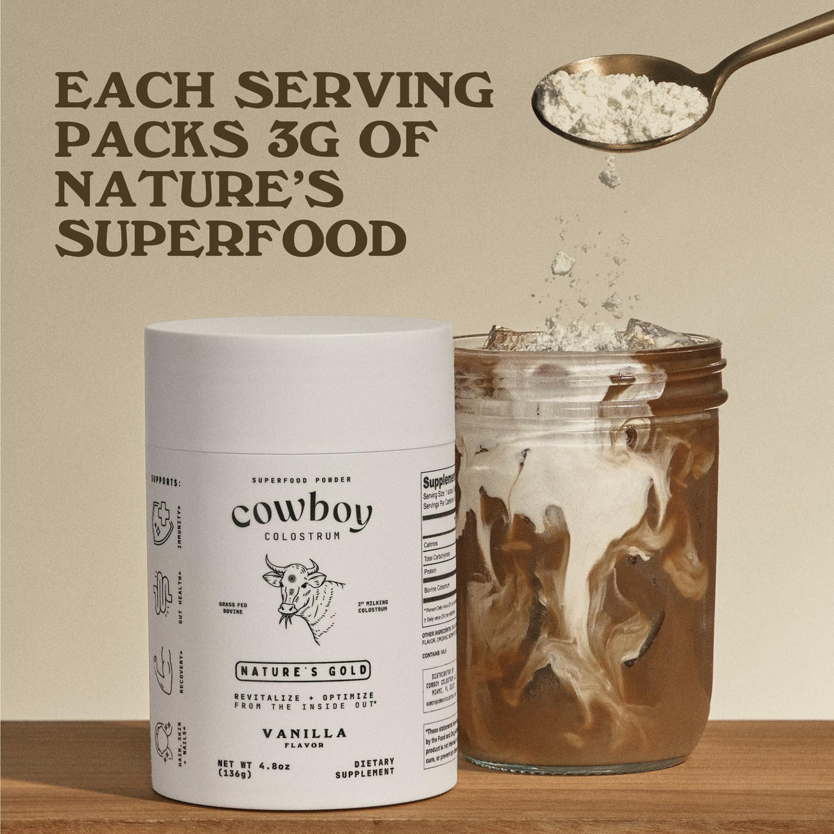 Cowboy - The Exclusive 1st Milking, Whole, Grass Fed Colostrum Supplement for Full Body Health - Sugar Free Bovine Colostrum Powder Packed with Bioactive(Vanilla & Chocolate) Nutrients COWBOY COLOSTRUM buy supplements Au