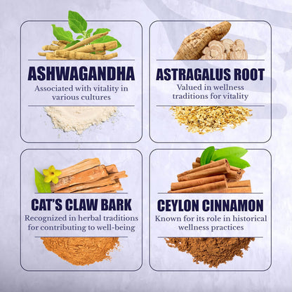 ActiveSpan | Longevity Supplements with Astragalus Root | Anti Aging Support, Ashwagandha, Cat's Claw & Cinnamon, for Women and Men, Vegan, 30 Days Supply, 60 Capsules