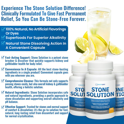 Stone Solution Capsules- Natural Dissolver, Kidney Stone Support & Kidney Cleanser Chanca Piedra Stone Breaker Gallbladder Cleanse, Flush & Stop Recurrence, Stone Relief 60 Servings Kidney Restore buy supplements Au