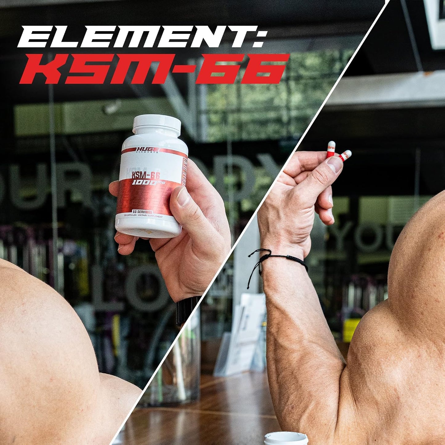 Huge Supplements KSM-66 Ashwaghanda, High Potency 5% Withanolides, 1000mg of Clinically Studied KSM66 (120 Capsules)