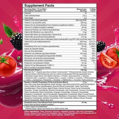 Passion 4 Health - Daily Liquid Multivitamin + Minerals (Radiant Berry Delight, Hair Skin Nails Liquid Multivitamin)