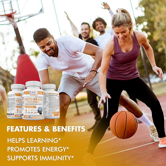 Keto Brain Booster - Brain Supplement - Focus, Concentration, Memory Neuro Supplement for Women & Men - Supports Learning, Energy, Immunity - All Natural, Non GMO, Made in USA - 60 Capsules Slim Heat buy supplements Au