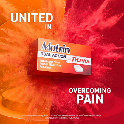 Motrin Dual Action with Tylenol, Fast-Acting Dual Action Pain Reliever with Ibuprofen & Acetaminophen for Minor Aches & Pains, Ibuprofen (NSAID) 125 mg & Acetaminophen 250 mg, 80 ct MotrinBuy Supplements Australia
