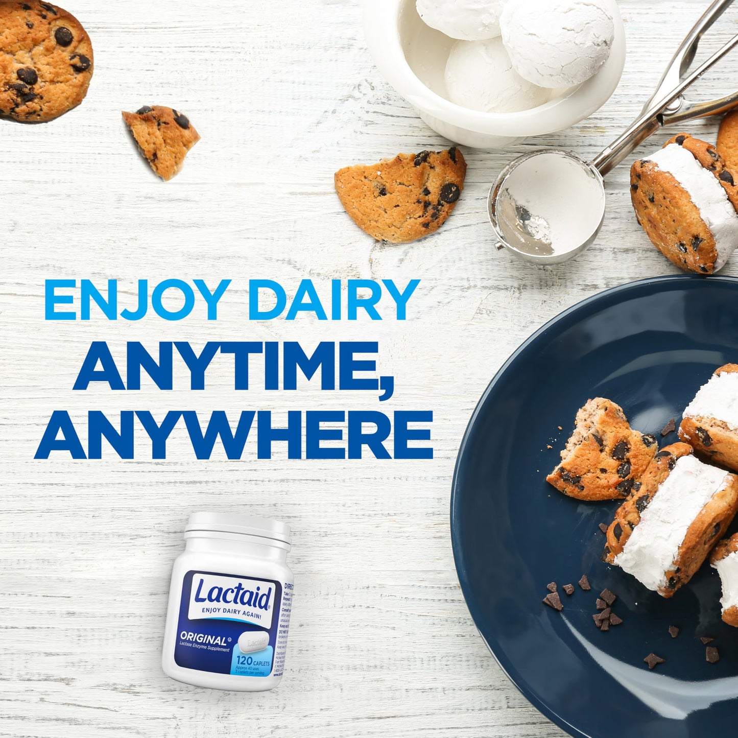 Lactaid Original Strength Lactose Intolerance Pills, 9000 FCC Natural Lactase Enzyme Dairy Relief Caplets, Helps Prevent Gas, Bloating & Diarrhea Due to Lactose Sensitivity in Adults & Kids, 120 Count Lactaid buy supplements Au