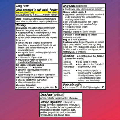 Quality Choice Extra Strength Pain Relief PM, Pain Reliever and Nighttime Sleep Aid, Acetaminophen 500 mg & Diphenhydramine HCI 25 mg (Sleep Aid), 50 Count Package of Caplets Quality ChoiceBuy Supplements Australia