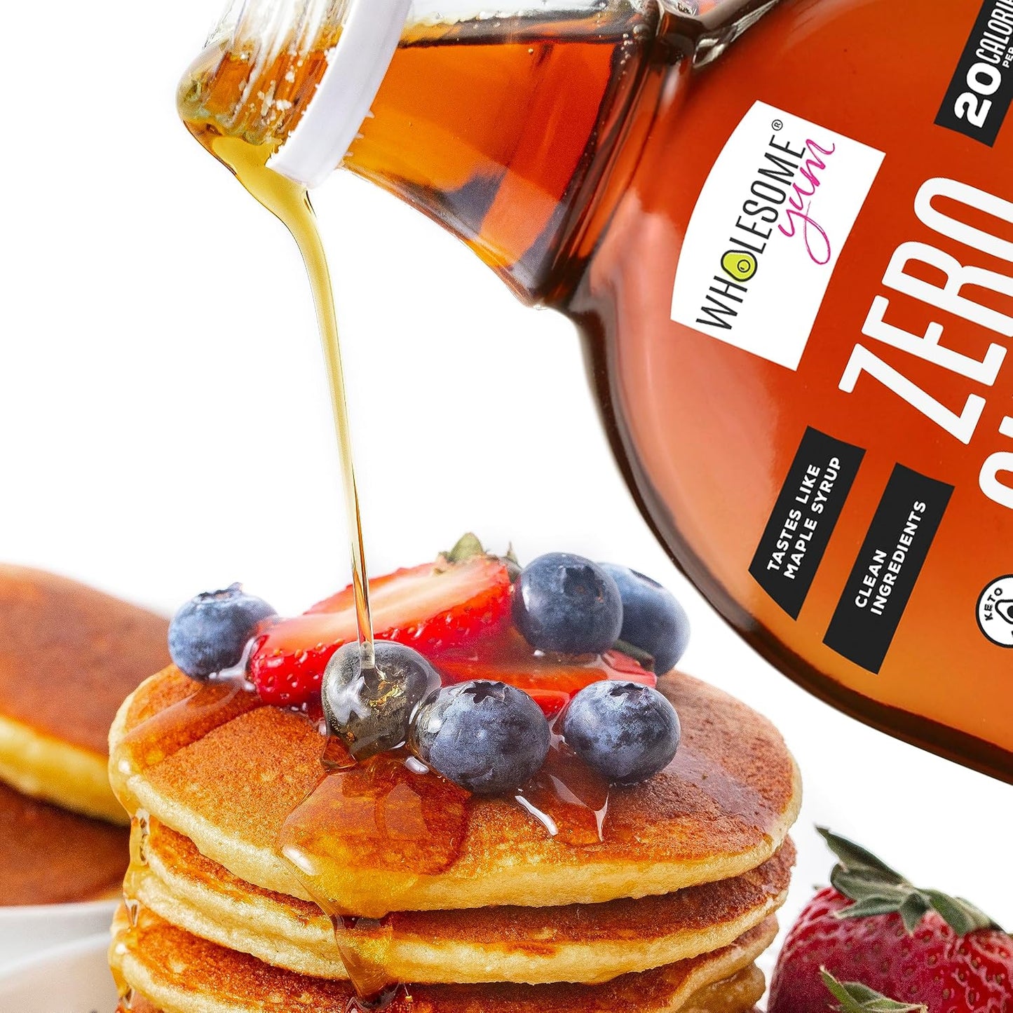 Wholesome Yum Zero Sugar Maple Syrup, Monk Fruit Allulose Keto Maple Syrup | Natural Sugar Free Pancake Syrup. Low Carb, Gluten-Free, Vegan, Non GMO, No Erythritol, No Aftertaste (12 fl oz Glass Bottle)