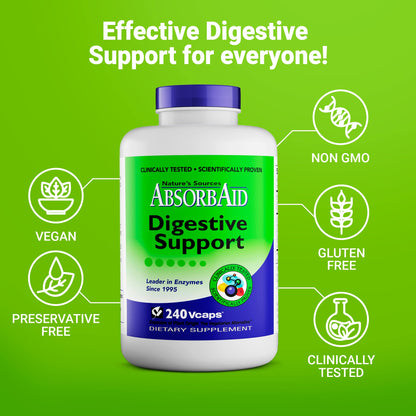 AbsorbAid Digestive Enzymes 240 vCaps, Proven to Increase Vital Nutrient Absorption by up to 71% - PrimeBioHealth - canada supplements