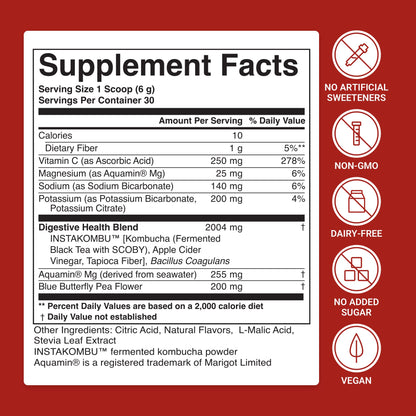 ACTIVATEDYOU Daily Digestive Tonic Kombucha - Support Healthy Digestion & Youthful, Long-Lasting Energy- Prebiotic Fiber, Probiotics, Postbiotics, Vitamin C, Berry Lemonade Flavor (30 Servings) - PrimeBioHealth - canada supplements