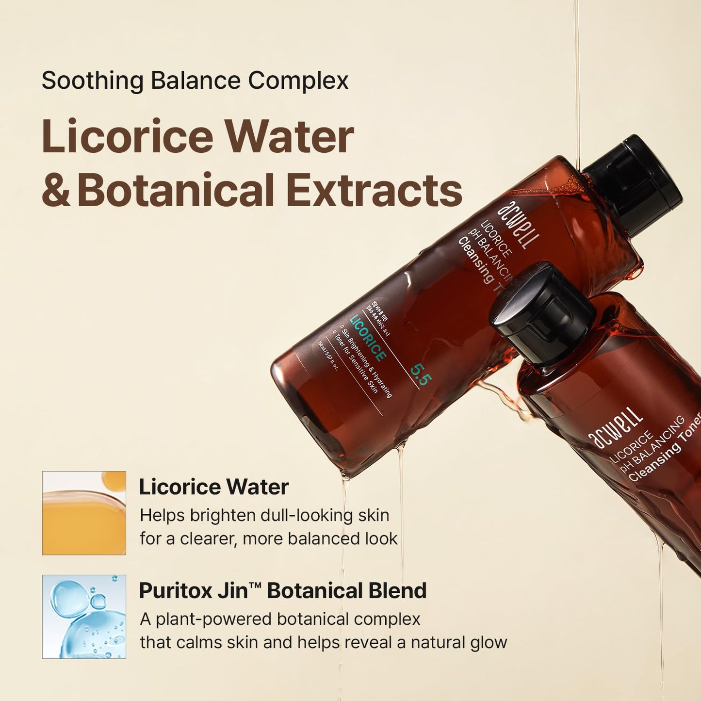 ACWELL Licorice pH 5.5 Balancing Korean Toner and Cleansing 5.07 fl.oz. - Alcohol-Free Hydrating Facial Astringent - PrimeBioHealth - canada supplements