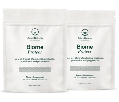 Adapt Naturals 4-in-1 Biome Protect Prebiotics, Probiotics Supplement Postbiotics & Polyphenols for Microbiome, Gut Health & Defense - PrimeBioHealth - canada supplements