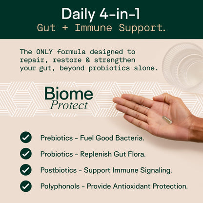 Adapt Naturals 4-in-1 Biome Protect Prebiotics, Probiotics Supplement Postbiotics & Polyphenols for Microbiome, Gut Health & Defense - PrimeBioHealth - canada supplements