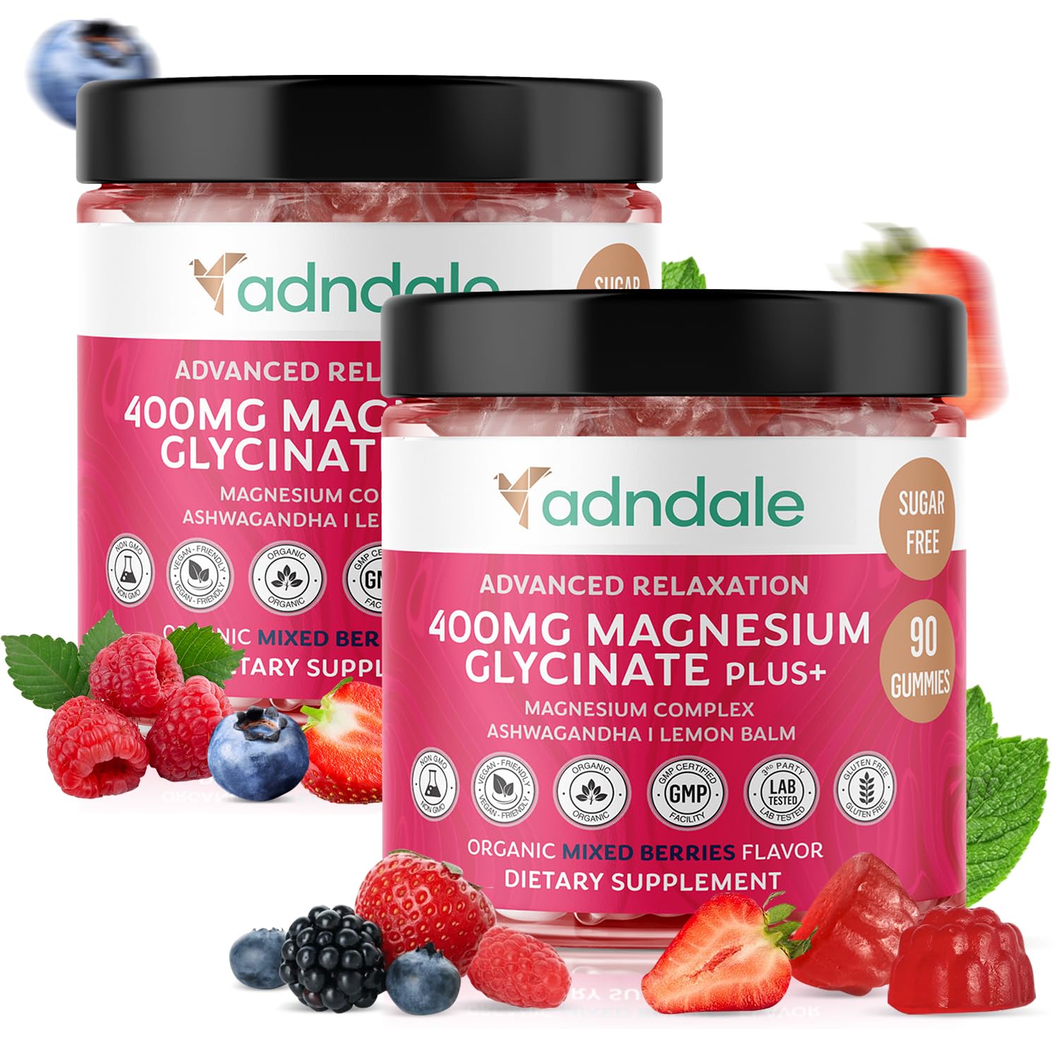 Adndale 180 CT Magnesium Glycinate Gummies 400 mg/Serv with Ashwagandha, Magnesium Malate & Taurate - PrimeBioHealth - canada supplements
