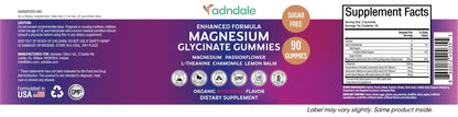 Adndale 90CT Magnesium Glycinate Gummies. Sugar Free Chews for Adults & Kids. Raspberry Flavour - PrimeBioHealth - canada supplements