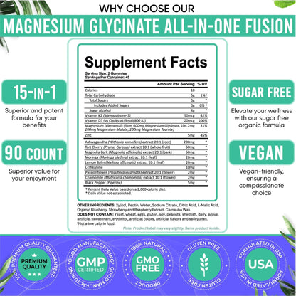 Adndale Magnesium Glycinate 400 mg Gummies with Ashwagandha, Magnesium Malate & Taurate, Tart Cherry, Magnolia Bark, Lemon Balm, Passionflower - PrimeBioHealth - canada supplements
