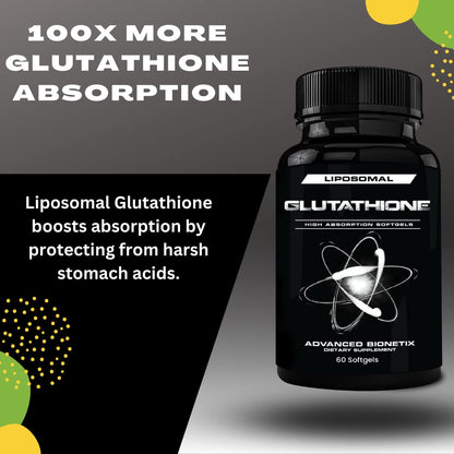 Advanced Bionetix 850mg Liposomal Glutathione Supplement | 120 Total Liposomal Softgels | Antioxidant Supplement w/Gluta-IV™, 100X Absorption Over Powder Glutathione - PrimeBioHealth - canada supplements