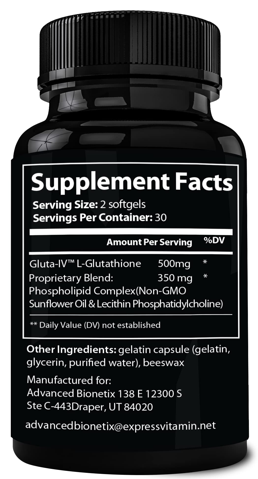 Advanced Bionetix 850mg Liposomal Glutathione Supplement | 120 Total Liposomal Softgels | Antioxidant Supplement w/Gluta-IV™, 100X Absorption Over Powder Glutathione - PrimeBioHealth - canada supplements