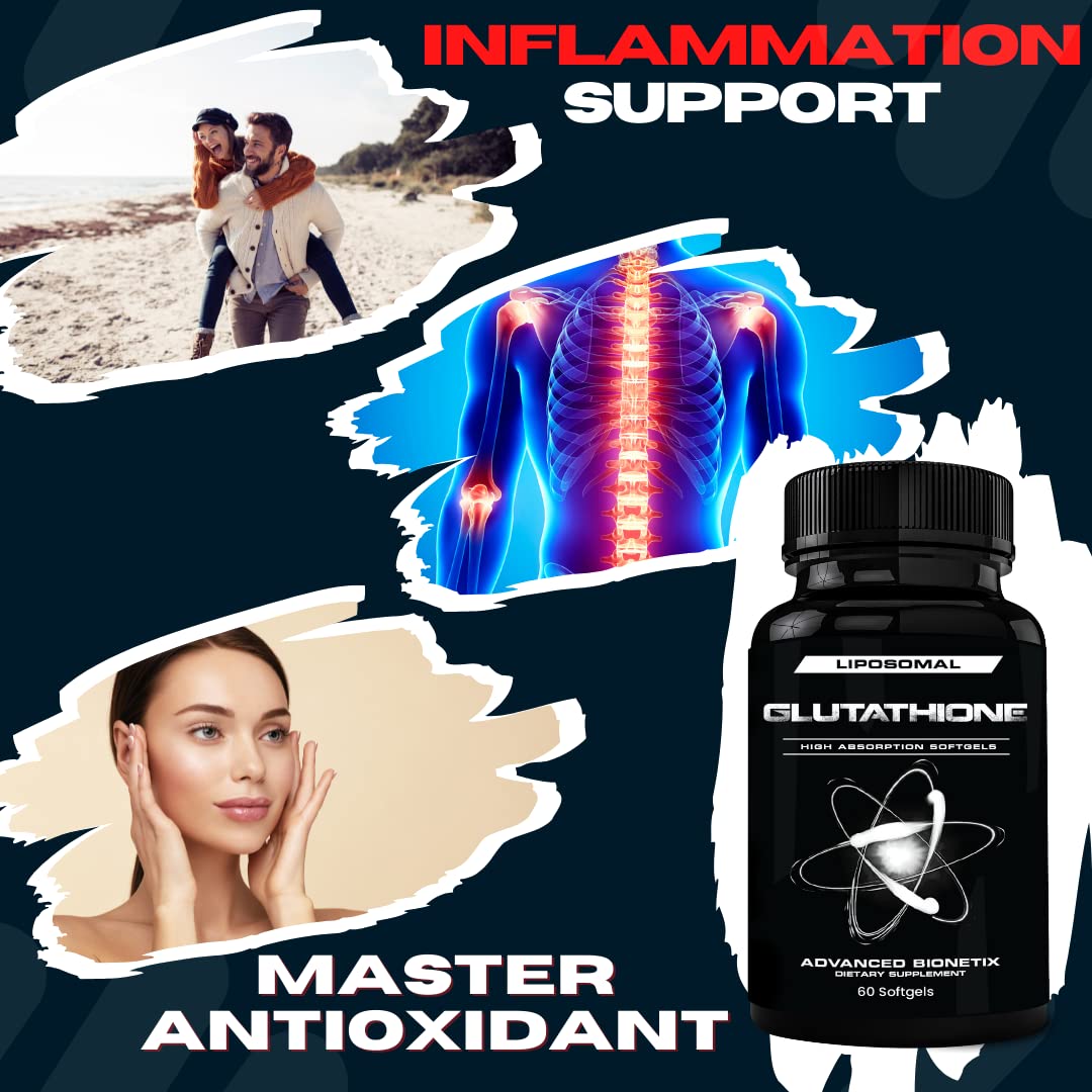 Advanced Bionetix 850mg Liposomal Glutathione Supplement | 120 Total Liposomal Softgels | Antioxidant Supplement w/Gluta-IV™, 100X Absorption Over Powder Glutathione - PrimeBioHealth - canada supplements