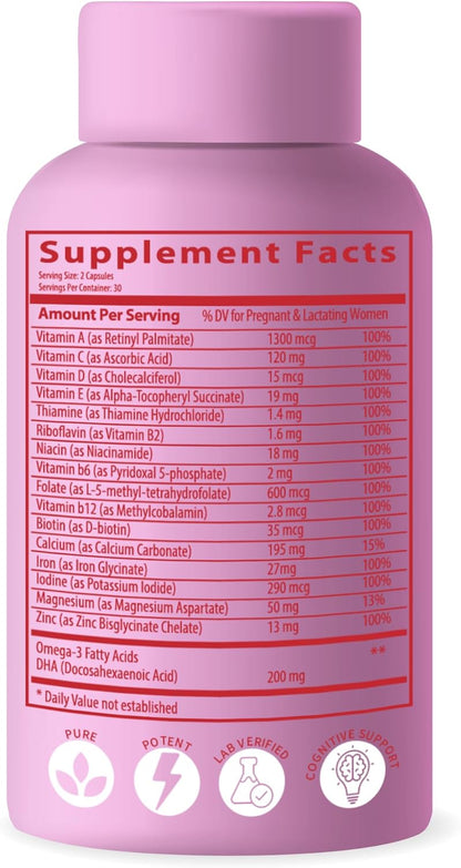Advanced Bionetix Bio-Available Prenatal Vitamins for Women, Natural Methylated Folate Folic Acid, DHA Omega 3. Multivitamin Pre, During & Post Pregnancy - PrimeBioHealth - canada supplements
