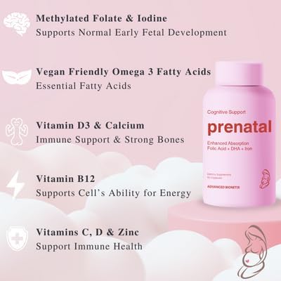 Advanced Bionetix Bio-Available Prenatal Vitamins for Women, Natural Methylated Folate Folic Acid, DHA Omega 3. Multivitamin Pre, During & Post Pregnancy - PrimeBioHealth - canada supplements