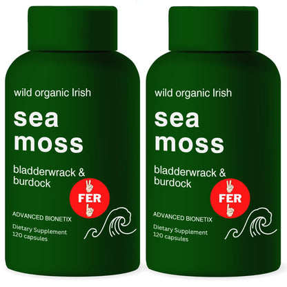 Advanced Bionetix Organic Irish Sea Moss Capsules, Raw Wildcrafted Seamoss Enhanced w/Bladderwrack & Burdock Root Capsules 120 Total Pills Antioxidant Packed. Prebiotic Superfood, Thyroid Support - PrimeBioHealth - canada supplements