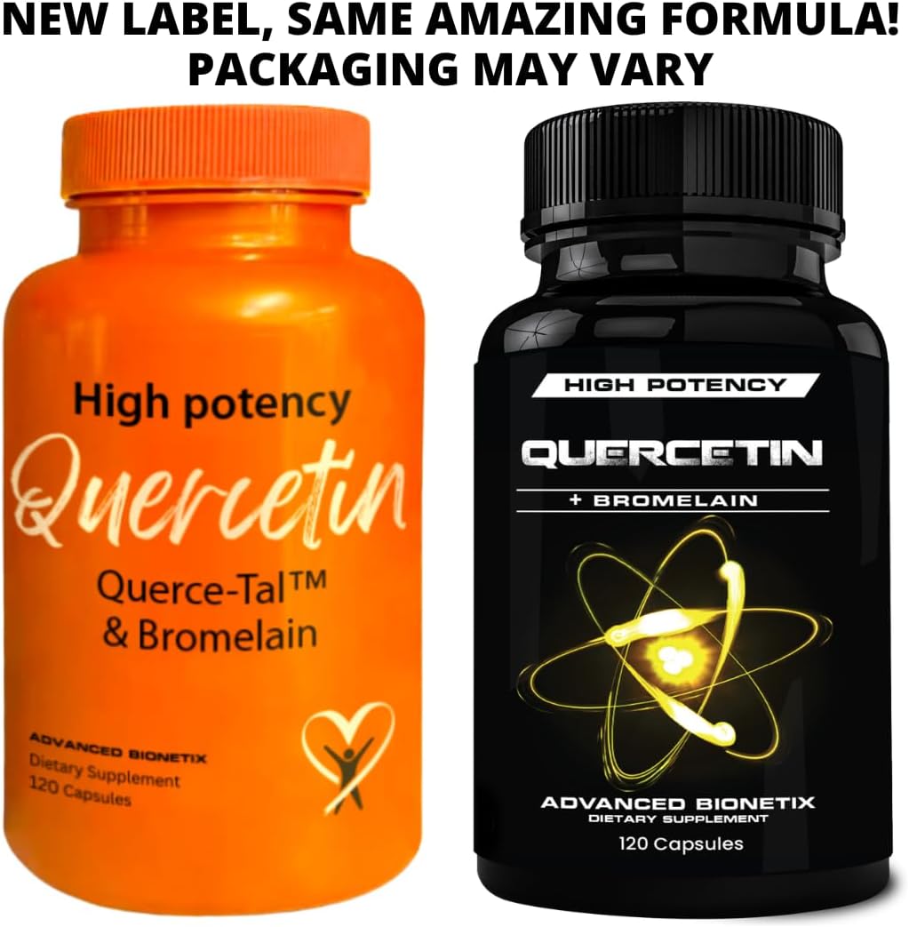 Advanced Bionetix Querce-Tal™ Quercetin + Bromelain 120 Veg Capsules | High Potency Enhanced Absorption Bioavailability. Supports Anti-Oxidant, Flare up Events, Heart Immune Health, Packaging May Vary - PrimeBioHealth - canada supplements