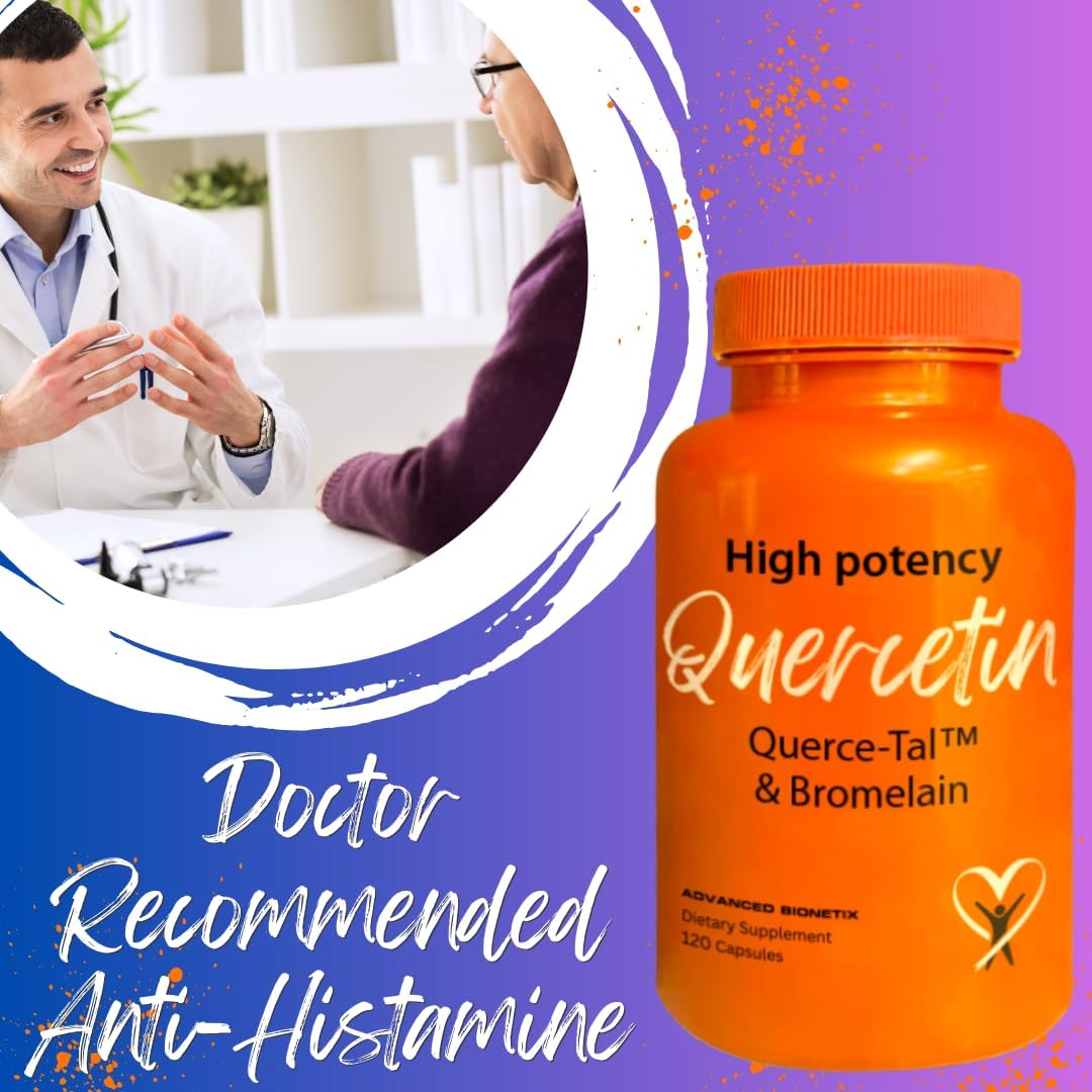 Advanced Bionetix Querce-Tal™ Quercetin + Bromelain 120 Veg Capsules | High Potency Enhanced Absorption Bioavailability. Supports Anti-Oxidant, Flare up Events, Heart Immune Health, Packaging May Vary - PrimeBioHealth - canada supplements