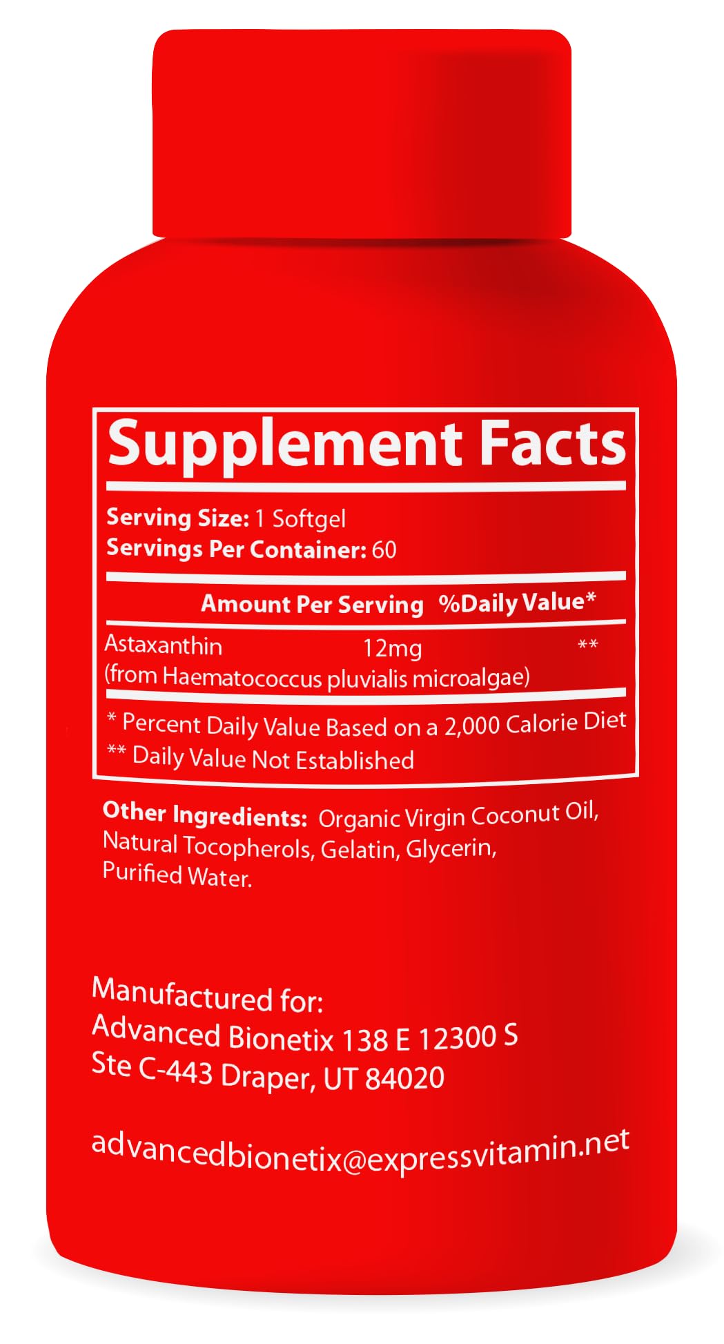 Advanced Bionetix Triple Strength AstaQuil™ Astaxanthin 12mg High Bioavailability Formula, 60 Softgels Organic Coconut Oil for Enhanced Absorption. Powerful Antioxidant for Eye, Joint & Heart Health - PrimeBioHealth - canada supplements