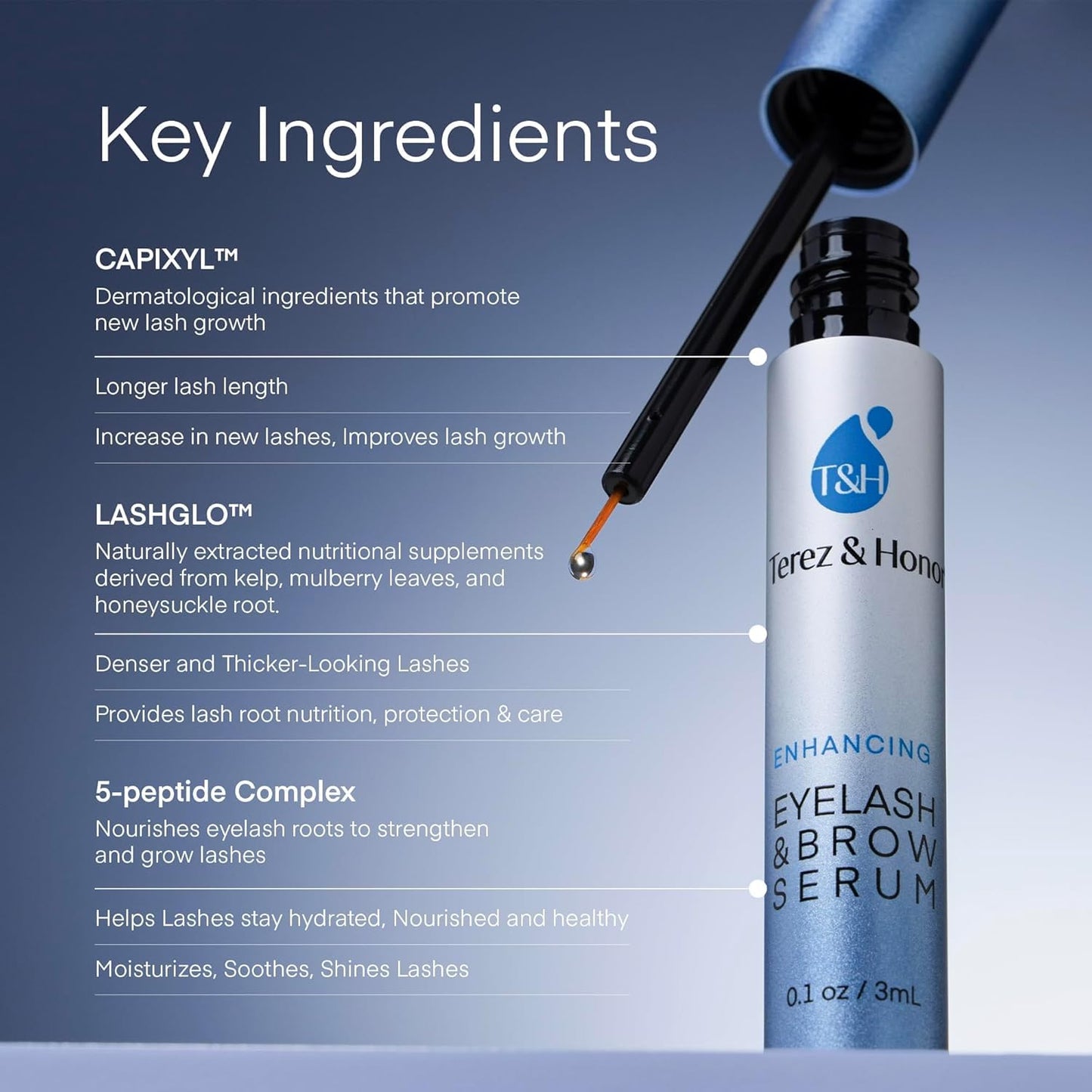 Advanced Eyelash Serum for Thicker, Longer Eyelashes and Eyebrows - Grow Luscious Lashes with Brow Enhancer (3mL) - PrimeBioHealth - canada supplements