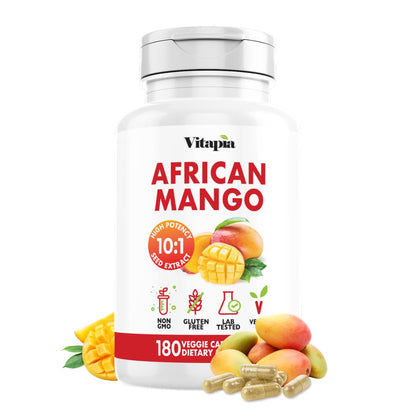 African Mango Capsules for Immune System, Metabolism, and Nutritional Wellness Support - Pure 10:1 Irvingia Gabonensis Extract - 180 Veggie Capsules Non-GMO, Gluten-Free, Vegan-Friendly - PrimeBioHealth - canada supplements