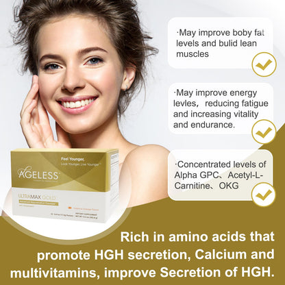 AGELESS™: UltraMAX Gold™ Capsules, HGH Anti-Aging Supplement for Women, Slows Cellular Aging, Supports Immune Health, Smoother Skin Tone and Restorative Sleep, Weight Management, 90 Capsules | Healthy Aging Support, Cellular Energy, Longevity Support, Dai - PrimeBioHealth - canada supplements