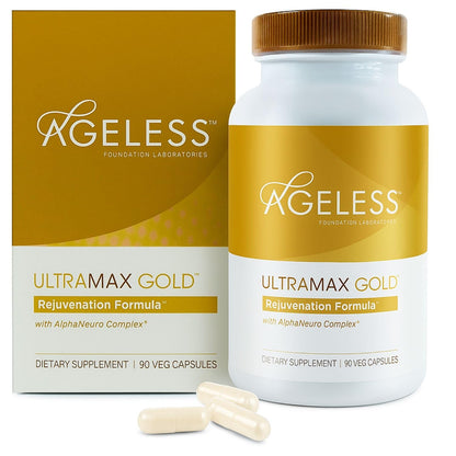 AGELESS™: UltraMAX Gold™ Capsules, HGH Anti-Aging Supplement for Women, Slows Cellular Aging, Supports Immune Health, Smoother Skin Tone and Restorative Sleep, Weight Management, 90 Capsules | Healthy Aging Support, Cellular Energy, Longevity Support, Dai - PrimeBioHealth - canada supplements