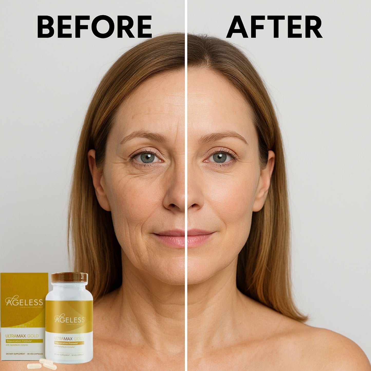 AGELESS™: UltraMAX Gold™ Capsules, HGH Anti-Aging Supplement for Women, Slows Cellular Aging, Supports Immune Health, Smoother Skin Tone and Restorative Sleep, Weight Management, 90 Capsules | Healthy Aging Support, Cellular Energy, Longevity Support, Dai - PrimeBioHealth - canada supplements