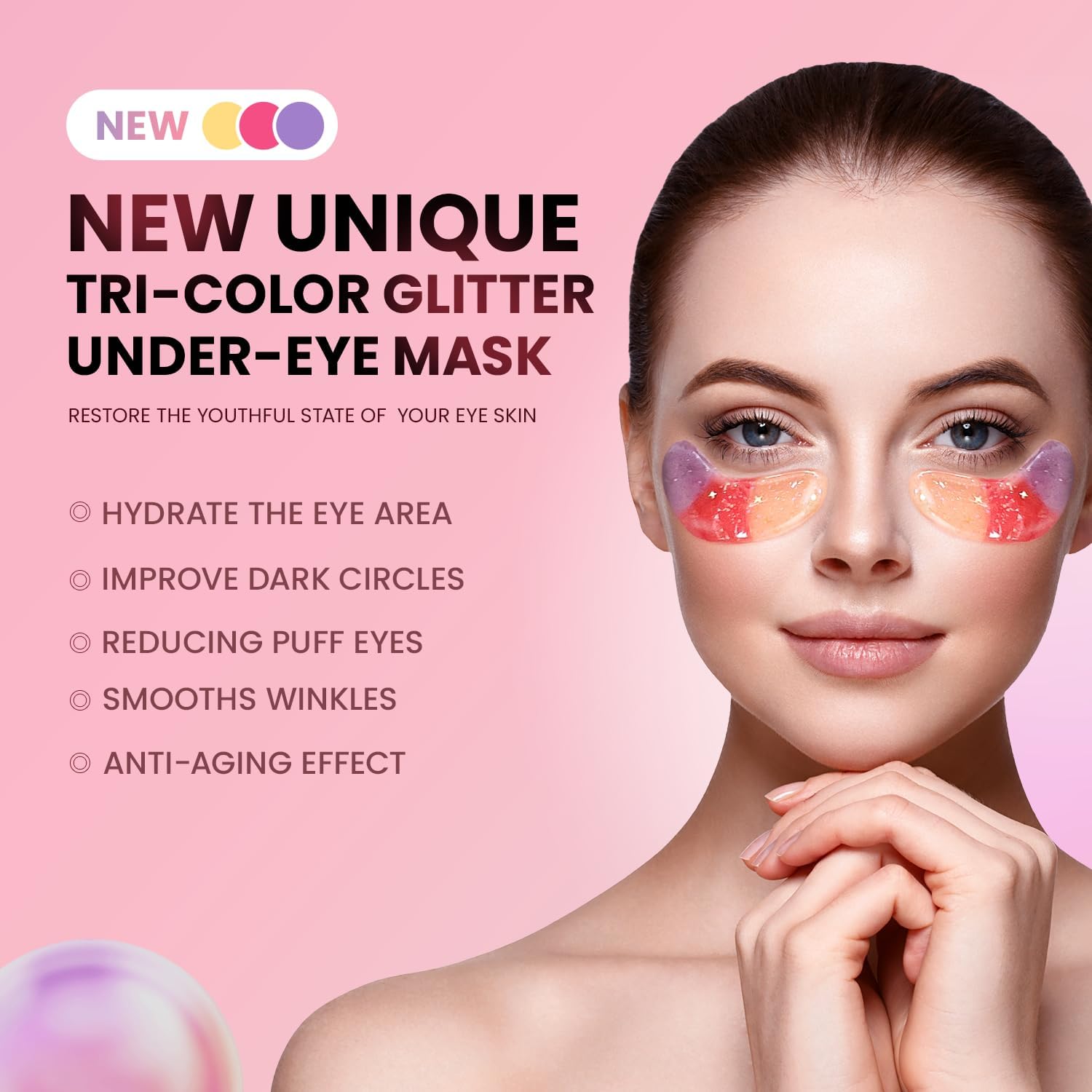 AILEORY Under Eye Patches (24 Pairs) - Tri-color Glitter Eye Gel Pads for Dark Circles, Puffy Eyes, Under eye Bags, Wrinkles - PrimeBioHealth - canada supplements