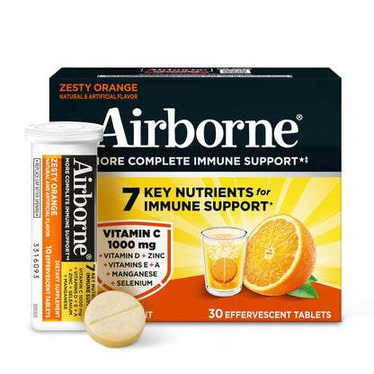 Airborne 1000mg Vitamin C with Vitamin D & Zinc, Sugar Free Multivitamin Immune Support Supplement, Antioxidants Vitamins A C & Vitamin E - PrimeBioHealth - canada supplements